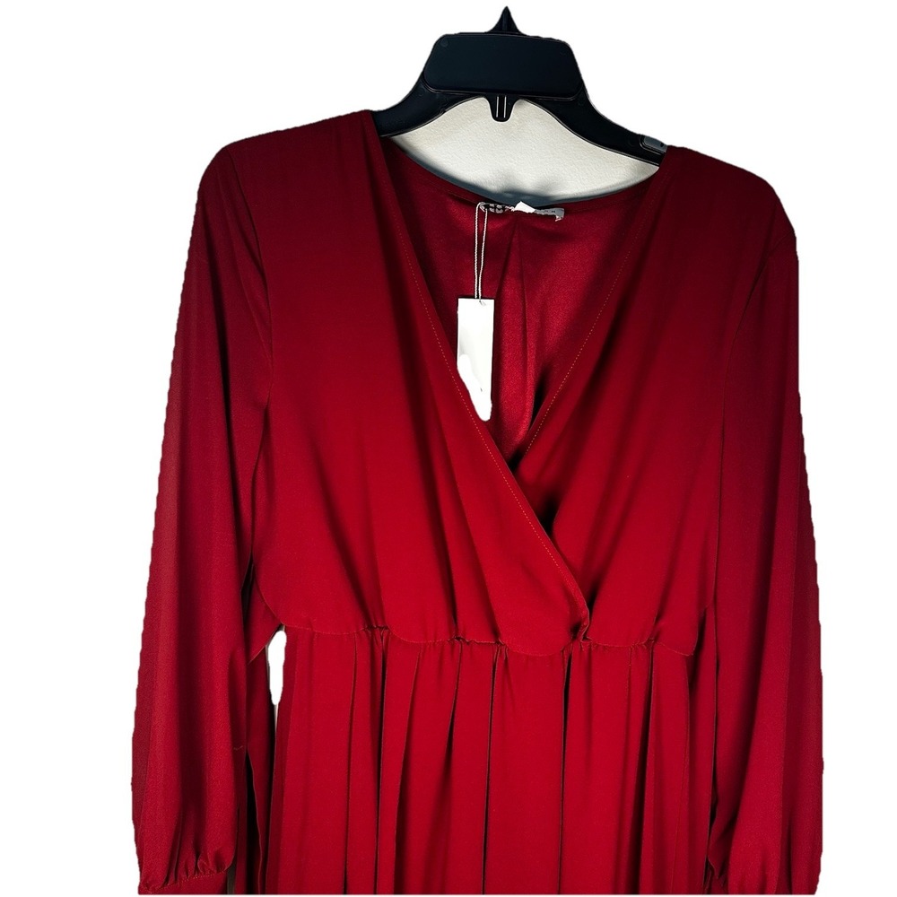Baltic Born Womens Celine Maxi Dress Sz L Wine Sheer Long Sleeve Holiday dress - Picture 2 of 14